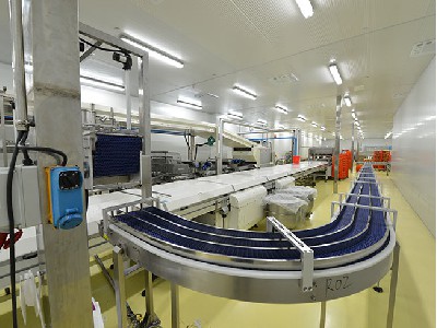 Turning conveyor line of mesh belt